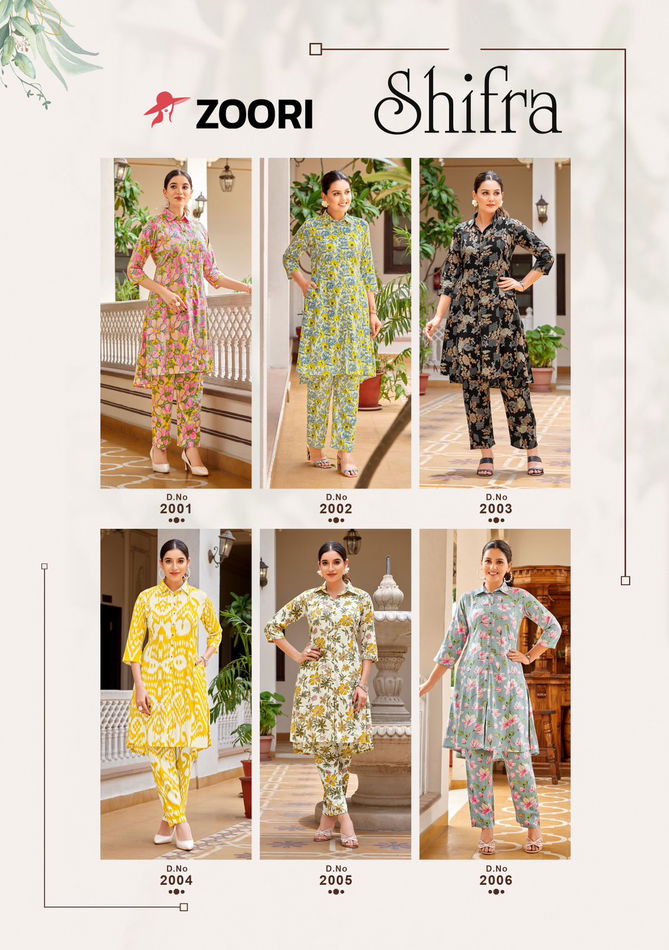  Shifra By Zoori Rayon Print Cord Set Kurti With Bottom Wholesale Market In Surat